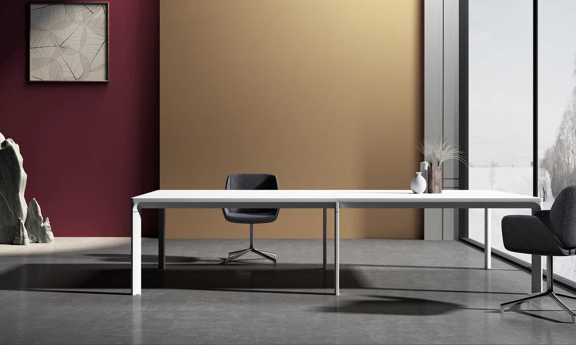 金属简约白色家具办公室桌子设计图片（HC-89B）