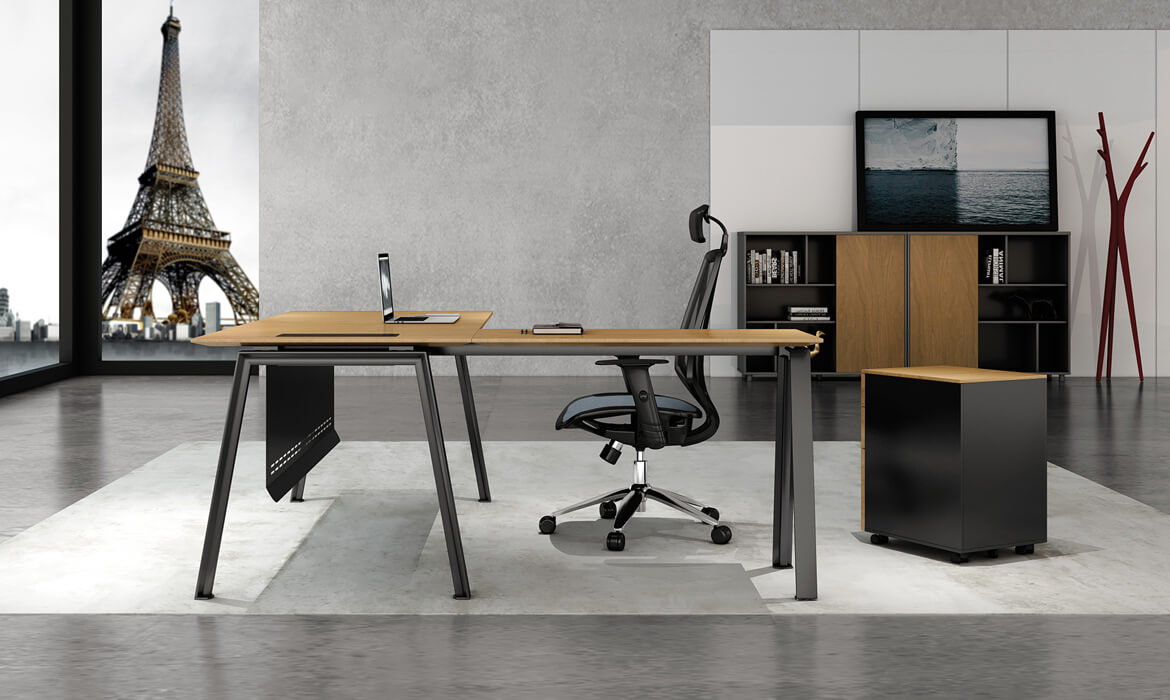 现代商务L型行政办公桌设计（HC-Carter）